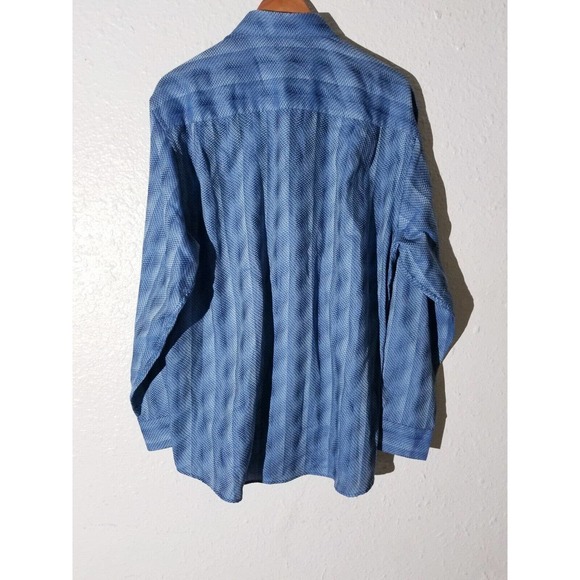 Rare NWT JHANE BARNES 3D FRACTAL Geometric Blue Waves Cotton Shirt L Large Japan - Picture 4 of 4